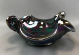 Vintage Fenton Iridescent Twin Swan Carnival Glass Candy Dish