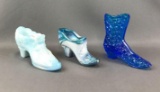 Group of 3 : vintage Fenton and Other Glass Shoes
