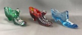 Group of 3 : Vintage Fenton Glass Signed, Hand Painted Shoes