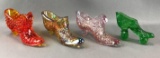 Group of 4 : Vintage Fenton Colored Glass Shoes