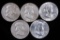 Lot of (5) 1958 Franklin Half Dollars.