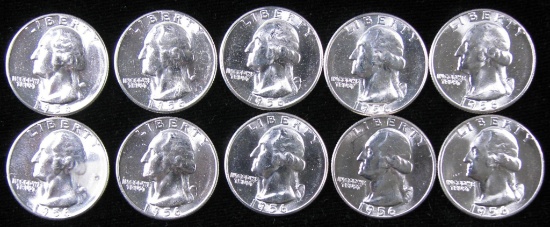 Lot of (10) 1956 Washington Quarters.