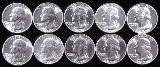 Lot of (10) 1956 Washington Quarters.