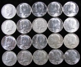 Lot of (20) Mixed Date 40% Silver Kennedy Half Dollars.