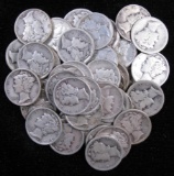 Lot of (50) Mixed Date Mercury Dimes.