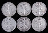 Lot of (6) 1938 Walking Liberty Half Dollars.