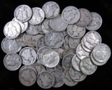 Lot of (50) Mixed Date Mercury Dimes.