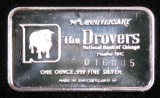 Art Bar: 1973 The Drovers One Ounce .999 Silver Ingot.