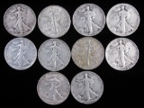 Lot of (10) 1940 S Walking Liberty Half Dollars.