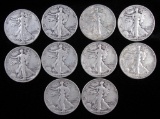 Lot of (10) 1943 S Walking Liberty Half Dollars.