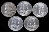 Lot of (5) 1960 Franklin Half Dollars.