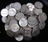 Lot of (100) Mixed Date Silver Jefferson War Nickels.