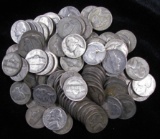 Lot of (100) Mixed Date Silver Jefferson War Nickels.