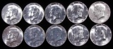 Lot of (10) 1964 D Kennedy Half Dollars 90% Silver.