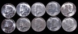 Lot of (10) 1964 D Kennedy Half Dollars 90% Silver.