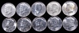 Lot of (10) 1964 D Kennedy Half Dollars 90% Silver.