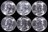 Lot of (6) 1954 S Washington Quarters.