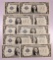 Lot of (10) 1928 $1 Funny Back Silver Certificates (9) Series A (1) Series B.