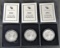 Lot of (3) Burnished Uncirculated 2012 W American Silver Eagles.