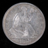 1858 O Seated Liberty Half Dollar.