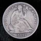 1875 S Seated Liberty Half Dollar.