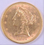 1881 $5.00 Liberty Gold.