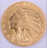 1908 $5.00 Indian Gold.