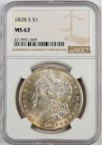 1878 S Morgan Dollar. NGC Certified MS62.