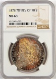 1878 7TF Rev of 78 Morgan Dollar. NGC Certified MS63.