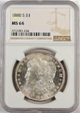 1880 S Morgan Dollar. NGC Certified MS64.