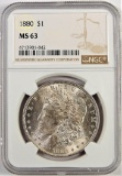 1880 Morgan Dollar. NGC Certified MS63.