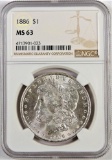 1886 Morgan Dollar. NGC Certified MS63.