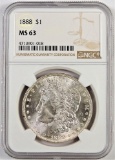 1888 Morgan Dollar. NGC Certified MS63.