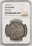 1903 S Morgan Dollar. NGC Certified Fine Details cleaned.