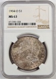 1904 O Morgan Dollar. NGC Certified MS63. Toning.