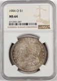 1904 O Morgan Dollar. NGC Certified MS64. Toning.