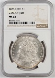 1878 7/8TF Morgan Dollar VAM-37 7/4TF. NGC Certified MS63.