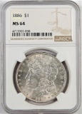 1886 Morgan Dollar. NGC Certified MS64.