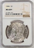 1886 Morgan Dollar. NGC Certified MS64+.