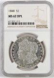 1888 Morgan Dollar. NGC Certified MS62DPL.