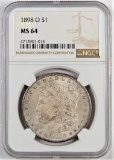 1898 O Morgan Dollar. NGC Certified MS64. Toning.