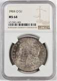 1904 O Morgan Dollar. NGC Certified MS64. Toning.