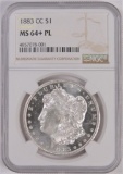 1883 CC Morgan Dollar. NGC Certified MS64+PL.