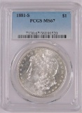 1881 S Morgan Dollar. NGC Certified MS67.