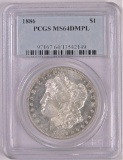 1886 Morgan Dollar. PCGS Certified MS64DMPL.