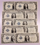 Lot of (10) 1928 $1 Funny Back Silver Certificates (9) Series A (1) Series B.