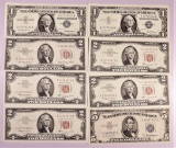 Lot of (8) U.S. Currency. Silver Certificates & Legal Tender.