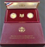 1997 W Franklin Delano Roosevelt 2 Coin $5 Gold Commemorative Set Proof & BU.