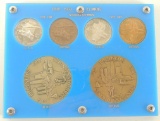 6 pc. 1818-1968 Illinois Sesquicentennial Set in Holder Silver & Bronze.