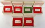 Lot of (6) Franklin Mint 1972-1974 Christmas 1000 Grains Solid Sterling Silver.